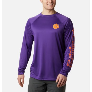 Pánské Mikiny Columbia Collegiate PFG Terminal Tackle Long Sleeve - Clemson Fialové Oranžové LIVNFE1